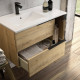 Meuble de salle de bain 80cm vasque déportée - 2 tiroirs - miroir avec armoirette - king - roble (chêne clair) 