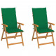 Chaises de jardin teck avec coussins teck - Couleur et nombre de places au choix Vert