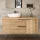 Meuble de salle de bain avec cuve arrondie et miroir KING - Roble (chêne clair) - 120cm 