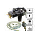 Pack réchaud gaz fonte 3 robinets de réglage 9.8 kw + connectique gaz et détendeur  haute stabilité 