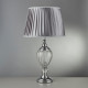 Lampe de table greyson, chrome et verre clair, abat-jour plissé gris 