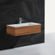 Lavabo suspendu rectangulaire - solid surface blanc mat - 90x50 cm - single 