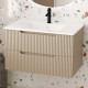 Meuble de Salle de Bains LEON 80cm Marron Glace – 2 Tiroirs en MDF Ondulés – Vasque à encastrer Aurlane - PACM731 