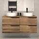 Meuble de salle de bain 120 avec plateau et 2 vasques à poser - 4 tiroirs - tabaco (bois foncé) - luna 