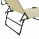 Bain de soleil transat chaise longue pliable avec pare soleil acier pvc polyester 187 cm - Couleur au choix 