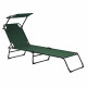 Bain de soleil transat chaise longue pliable avec pare soleil acier pvc polyester 187 cm - Couleur au choix 