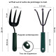 Little outils de jardinage à main fourche + cultivateurs 3 dents + griffe rotative 