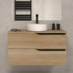 Meuble de salle de bain 100 avec plateau et vasque à poser - 2 tiroirs - madera miel (bois clair) - luna 