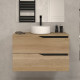 Meuble de salle de bain 80 avec plateau et vasque à poser - 2 tiroirs - madera miel (bois clair) - luna 