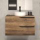 Meuble de salle de bain 80 avec plateau et vasque à poser - 2 tiroirs - tabaco (bois foncé) - luna 