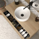 Meuble de salle de bain 120 avec plateau et vasque à poser - sans miroir - 3 tiroirs - madera miel (bois clair) - mata 