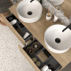 Meuble de salle de bain 120 avec plateau et 2 vasques à poser - sans miroir - 6 tiroirs - madera miel (bois clair) - mata 