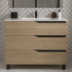 Meuble de salle de bain 100cm simple vasque - 3 tiroirs - madera miel (bois clair) - mata 
