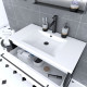 Meuble de salle de bain 80x50cm Noir mat - 2 tiroirs blanc - Vasque blanche - STRUCTURA F034 Aurlane - PACM043 
