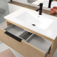 Meuble de salle de bains 80cm suspendu décor bois clair 2 Tiroirs - Vasque blanche - ELEMENTARY Aurlane - LAV1090 