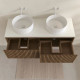 Meuble salle de bains 120cm 2 Tiroirs décor chêne et noir cranté - Plan et vasque blanche - YUKI Aurlane - PACM906 