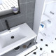 Meuble salle de bains 80 cm Vasque blanche Miroir Led et Colonne Blanc - STRUCTURA Aurlane - PACM013 