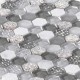 Mosaïque marbre et verre Hexagonale - tarif à la plaque de 0,09m² - Couleur au choix Argent-Blanc-Gris
