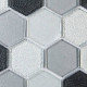 Mosaïque verre - mix gris - hexagones 