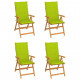 Chaises de jardin teck avec coussins teck - Couleur et nombre de places au choix Vert Vif