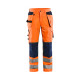 Pantalon artisan aéré haute-visibilité stretch  15651811 orange fluo-marine 
