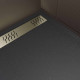 Receveur noir effet granite en résine epoxy 90x120x3 cm + grille linéaire or brossé Aurlane - PACR269 