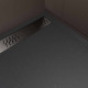 Receveur noir effet granite en résine epoxy 80x140x3 cm + grille linéaire gun metal Aurlane - PACR273 