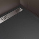Receveur noir effet granite en résine epoxy 90x140x3 cm + grille linéaire chrome Aurlane - PACR275 