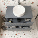Meuble de salle de bains leon 80cm gris souris - 2 tiroirs en mdf ondulés - vasque ronde ø36cm Aurlane - PACM727 