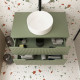 Meuble de salle de bains leon 80cm vert olive - 2 tiroirs en mdf ondulés - vasque ronde ø36cm Aurlane - PACM726 