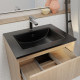 Meuble de salle de bains 60 cm 3 tiroirs chêne clair + vasque céramique noire - xenos 