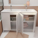 Pack meuble salle de bains 120 cm laqué blanc, 4 portes avec vasque céramique - xenos 