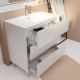 Pack meuble salle de bains 80 cm laqué blanc, 3 tiroirs avec vasque céramique - xenos 