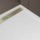 Receveur blanc effet granite en résine epoxy 80x120x3 cm + grille linéaire or brossé Aurlane - PACR284 