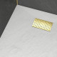 Pack receveur blanc effet pierre 80x100 cm et grille décor perforée or doré brossé - rock 2 Aurlane - PACR205 