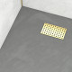 Pack receveur gris effet pierre 80x100 cm et grille décor perforée or doré brossé - rock 2 Aurlane - PACR210 
