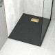Pack receveur noir effet pierre 80x100 cm et grille décor linéaire or doré brossé - rock 2 Aurlane - PACR200 