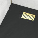 Pack receveur noir effet pierre 90x140 cm et grille décor linéaire or doré brossé - rock 2 