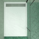Pack paroi de douche 120x195 cm + receveur en acrylique blanc effet pierre 120x80 Aurlane - PACF095 