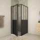 Pack porte de douche pivotante et retour 'type atelier' - noir mat - Dimensions au choix 90 x 90 x 200
