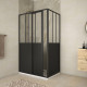Pack porte de douche coulissante et retour 'type atelier' - noir mat - Dimensions au choix 120 x 80 x 200