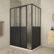 Pack porte de douche coulissante et retour 'type atelier' - noir mat - Dimensions au choix 140 x 90 x 200