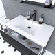 Pack meuble de salle de bain 80x50 Blanc - 2 tiroirs + vasque résine blanche + miroir noir mat Aurlane - PACM023 
