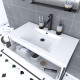 Pack meuble de salle de bain 80x50cm Blanc - 2 tiroirs - vasque blanche et miroir noir mat Aurlane - PACM011 