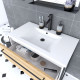 Pack meuble de salle de bain 80x50cm Blanc - 2 tiroirs blanc vasque blanche + miroir noir mat Aurlane - PACM034 