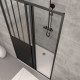Pack porte coulissante noire mate type Atelier et receveur en acrylique blanc - 140x80x200 cm Aurlane - PACF003 