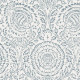 Papier peint floral damassé blanc et bleu Shabby Chic - ANTHROP++ 