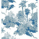 Papier peint Toile de Jouy Palmier bleu - TOILE BLUE 