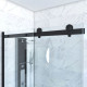 Paroi porte de douche coulissante 120x200cm Noir mat - Rail soft close + RETOUR 80 - RAILROAD DARK Aurlane - FAC626 