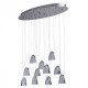Plafonnier argenté techno 11 ampoules 100 cm 
